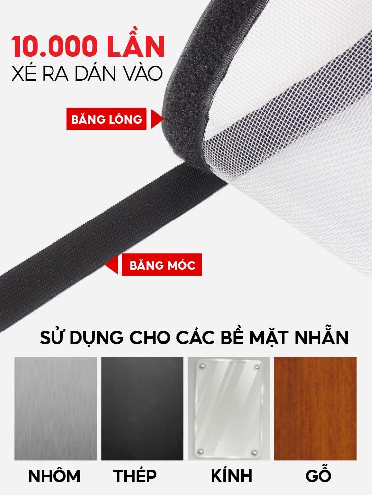 Product Introduction of Băng Velcro dán lưới, băng lông, băng móc dán lưới thủy tinh, băng dính gai, băng phớt lông có keo dán 10