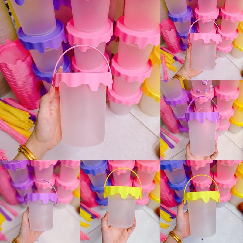 Xô nhựa 500ml -700ml có quai xách đựng kem mỹ phẩm trà sữa loại trơn