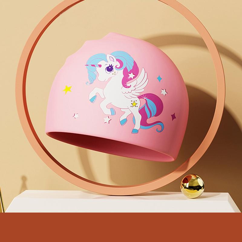 Product Introduction of Children's Swimming Cap Boys And Girls Long Hair Waterproof Head Training Professional Swimming Cap Silicone Cap 7