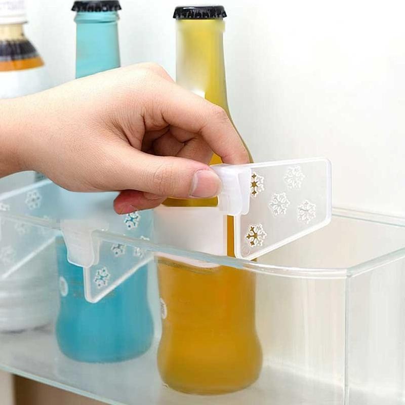 1Pcs/1Set New Fridge Side Door Refrigerator Partition Board Kitchen Accessories Separating Storage Shelf Bottle Can Organizer Plastic Divider Clip 3