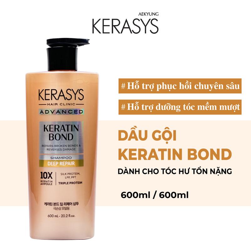 Dầu gội Kerasys Advanced Keratin Bond Hàn Quốc phục hồi chuyên sâu tóc hư tổn, làm phồng tóc, dưỡng tóc
