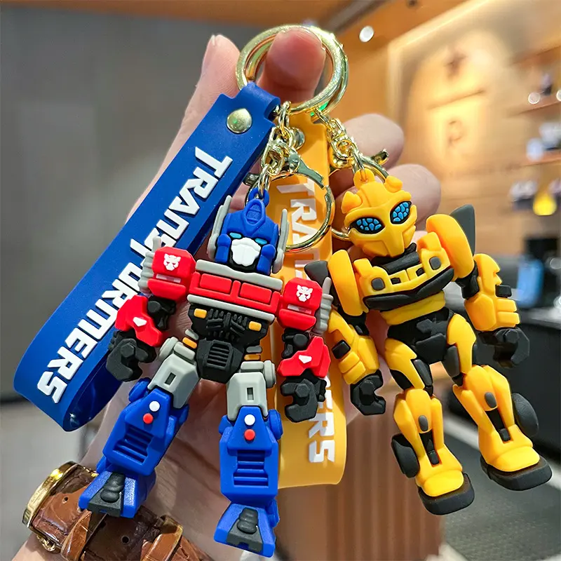Rantai Kunci Transformers, Ketibaan Baru, Watak Optimus dan Bumblebee, Loket Cincin Kunci Animasi, Aksesori Kunci Kereta, Hiasan Anak Patung, Sesuai untuk Kanak-kanak