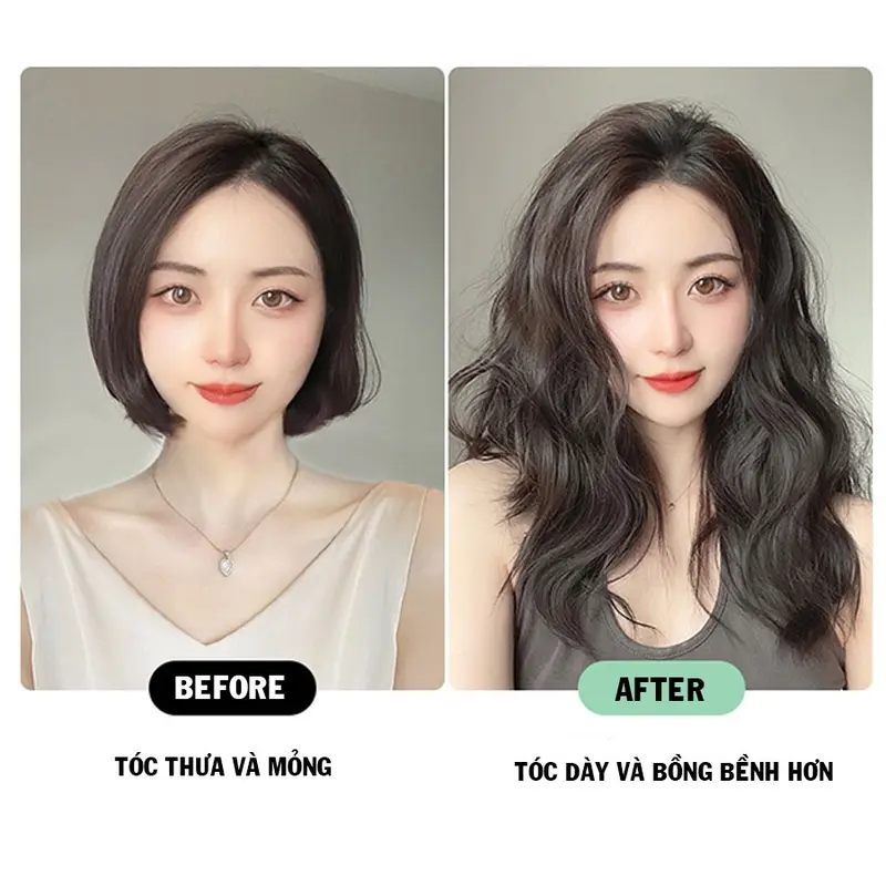 Tóc kẹp phím 3 sét xoăn sóng nước- Tóc giả kẹp phím- Kẹp phồng chân tóc Women 4