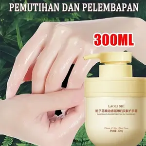 Hand Cream / Krim Tangan 300ml - Pemutih Tangan & Anti Keriput, Pelembab Intensif untuk Tangan Kering, Kasar, Pecah-pecah, dan Penuaan, dengan Minyak Esensial Gardenia & Vitamin E, Wangi Bunga Alami