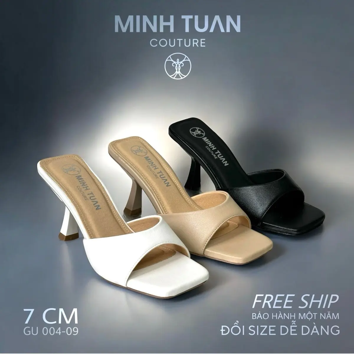 Dép cao gót 7cm hiện đại cá tính MTC GU 004 - 07 nữ shoes DéP Sandal Women Jean GiàY