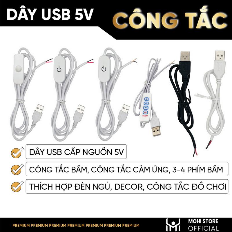 Có Công Tắc Dây nguồn USB có công tắc dài 1m dùng làm nguồn đèn led cho trang trí decor làm quà lưu niệm ảnh mica