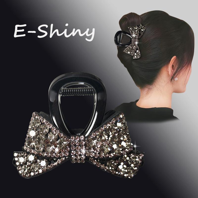 Kẹp Tóc Càng Cua Nhỏ Thiết Kế Thắt Nơ Đính Đá Thanh Lịch Phụ Kiện Cài Tóc Cho Nữ Hình Tôm Tóc Dây Buộc Tóc Sáng Bóng