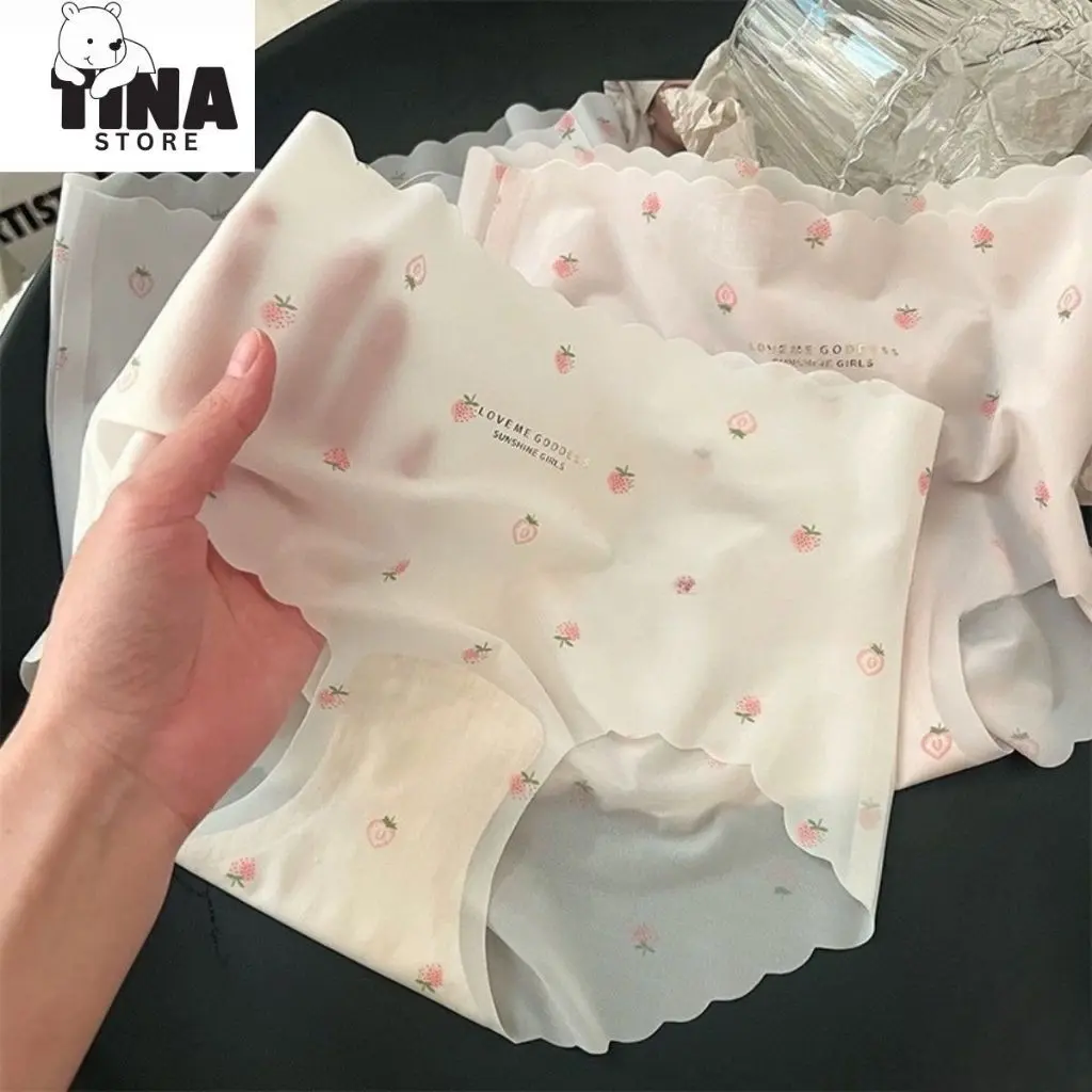 Combo 10 Quần Lót Nữ Su Lụa Thạch Băng Siêu Tàng Hoạ Tiết Dâu Xinh Xắn 619