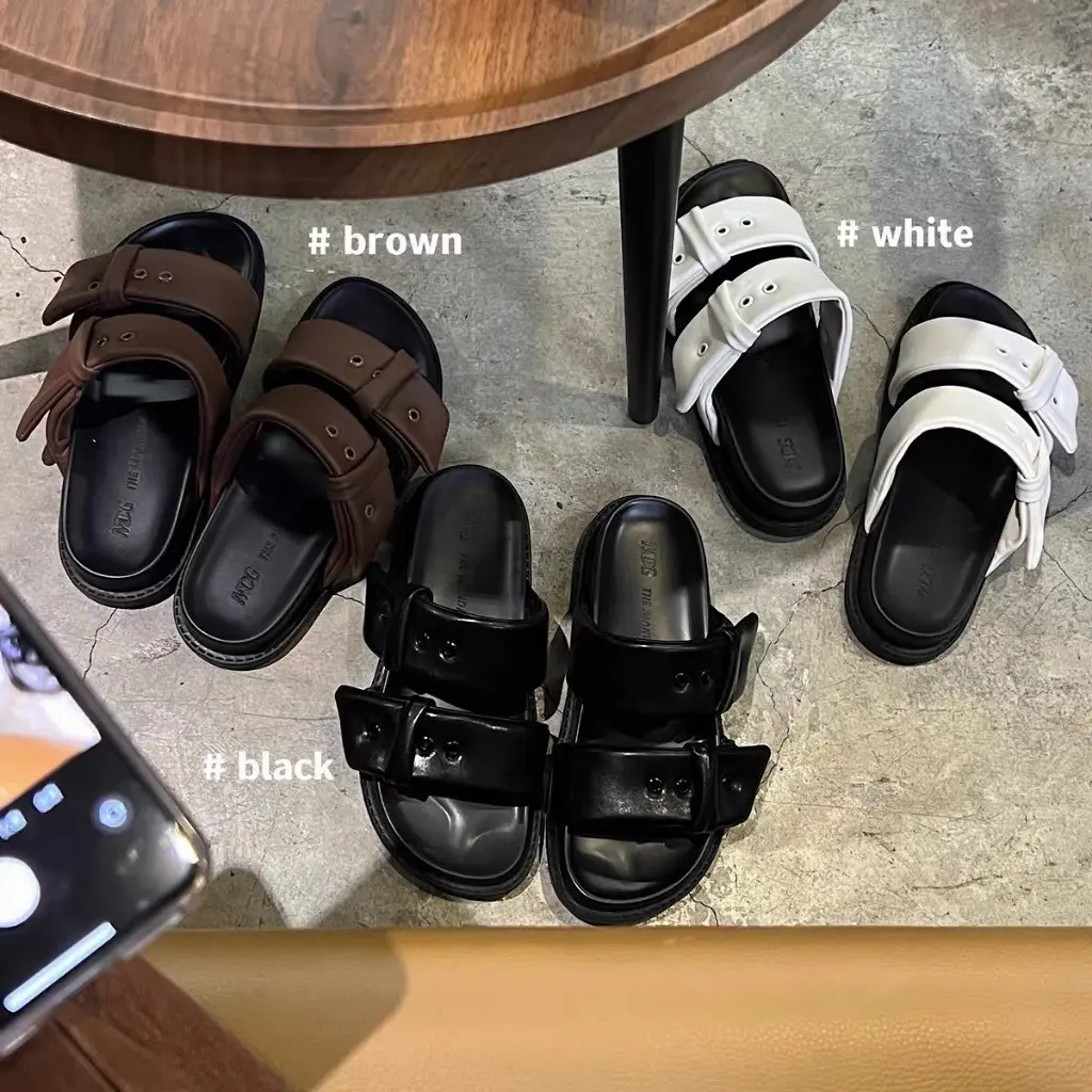 Dép nữ đế cao 4cm cài hai thắt siêu êm chất da Mã T10 DéP Shoes GiàY Hoa