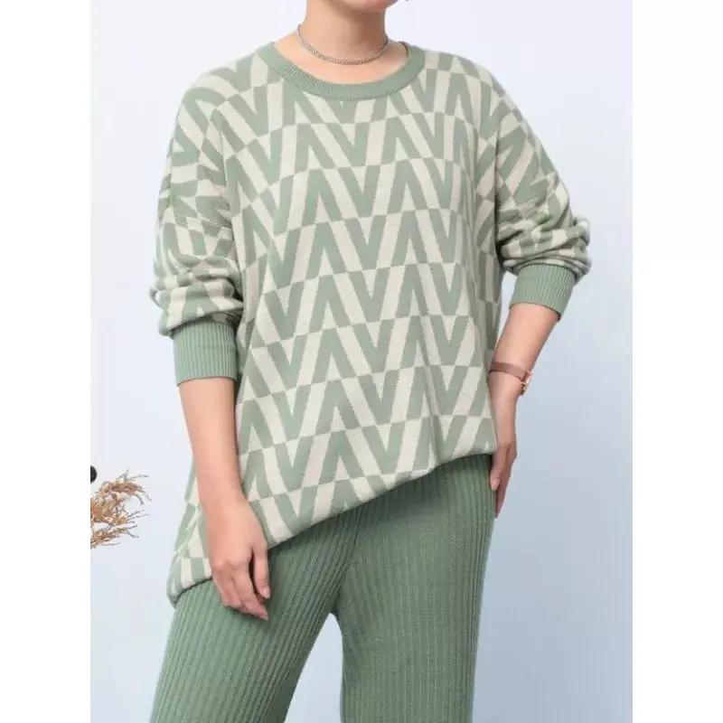 GIVANE SWEATER RAJUT KNIST IMPORT MOTIF V ATASAN WANITA Top Fit Panjang 2