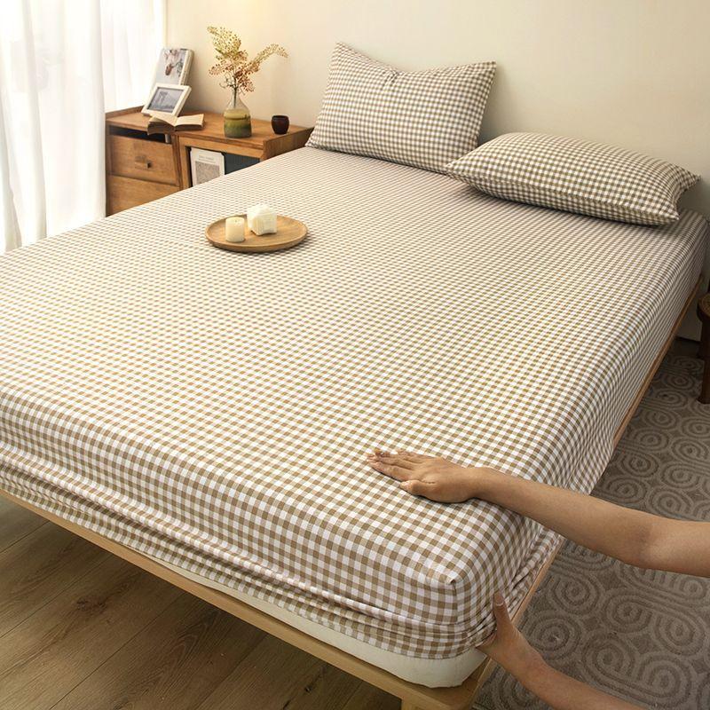Product Introduction of INS Style Solid Color Fitted Sheet One-Piece Bedspread Student Dormitory Simmons Dust Cover Mattress Cover Pillowcase Universal 11
