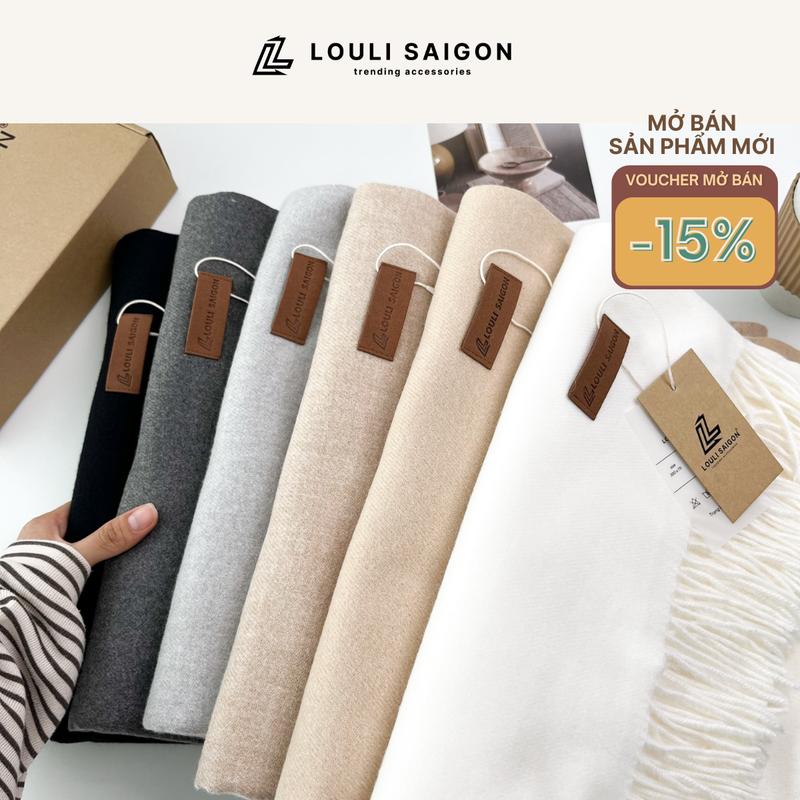 Khăn quàng cổ mùa đông nam nữ trơn LOULI SAIGON chất liệu vải len cashmere choàng cổ cao cấp K01
