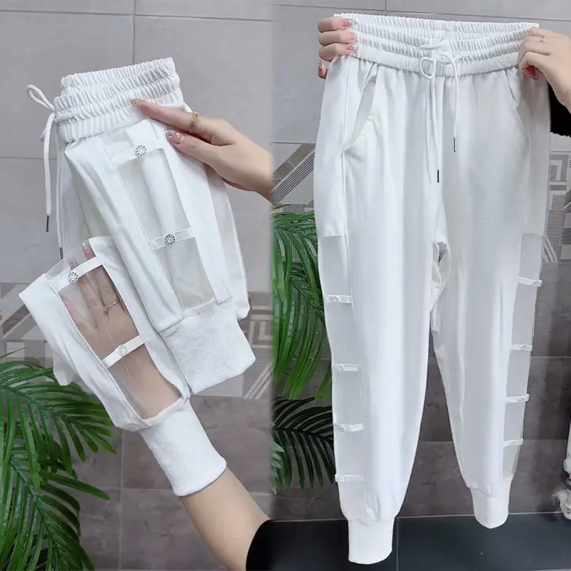 Quần Thường Ngày Chất Liệu Lụa Lạnh Thiết Kế Cắt Xẻ Dành Cho Nữ, Hàng Mới Về Mùa Hè, Dáng Rộng Vừa Vặn, Dài Đến Mắt Cá Chân, bó ống, Phong Cách Harem, Nhanh Khô, Bó Sát, Thích Hợp Cho Thể Thao, Quần Ngầu