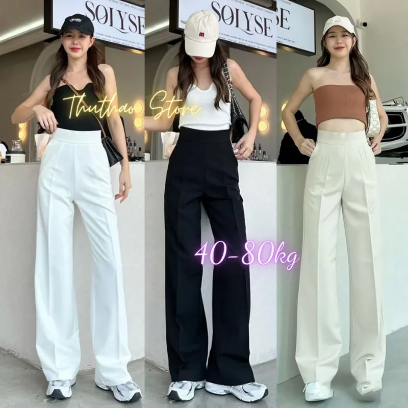 Quần Tây Ống Suông Big size Nữ Dáng Dài Khóa Hông Gen Eo Ôm body tôn dáng 95-98cm. 0