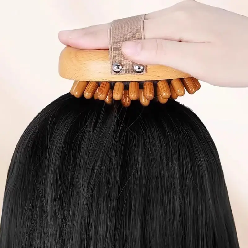 Wooden Body Massager, 1 Count Handheld Body Brush, Air Cushion Meridian Brush, Bamboo Hair Massage Brush, Hair Styling Tool for Women & Men 4