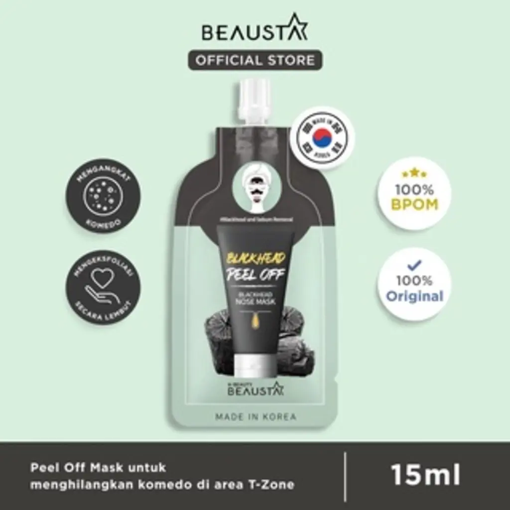 BEAUSTA Blackhead Nose Mask (15ml ) - Masker untuk komedo membandel di area T-zone