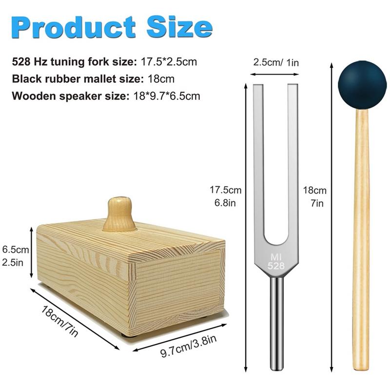 528Hz Tuning Fork with Resonance Box, Aluminum Alloy, Wooden Speaker, Perfect for SPA Aromatherapy, Resonance Teaching 1