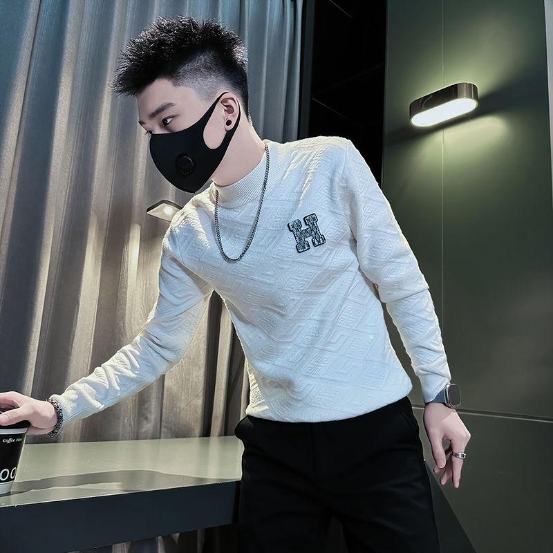 Product Introduction of Half-High Round Neck Sweater Men's Winter Trendy Brand Stylish Jacquard Knitwear 2024 Men's Inner Layer Base Shirt 12