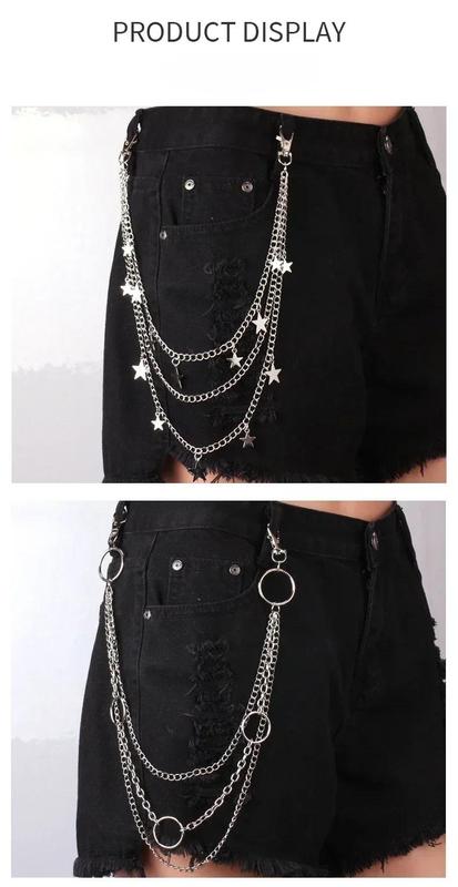 Product Introduction of Punk Rock Layered Chain Belts Metal Keychains for Men Women Waist Key Wallet Jeans Hip-hop Pants Belt Chains Clothes Accessories 2