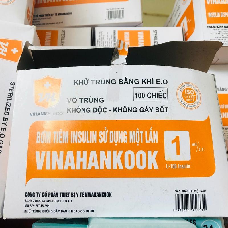 Hộp 100 cây bơm tiêm tiểu đường vinahankook 1ml insulin 100 đầu kim 30gx1/2 4