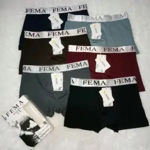 12Pcs CD Boxer Celana Dalam Pria Ban Silver Fema 7728