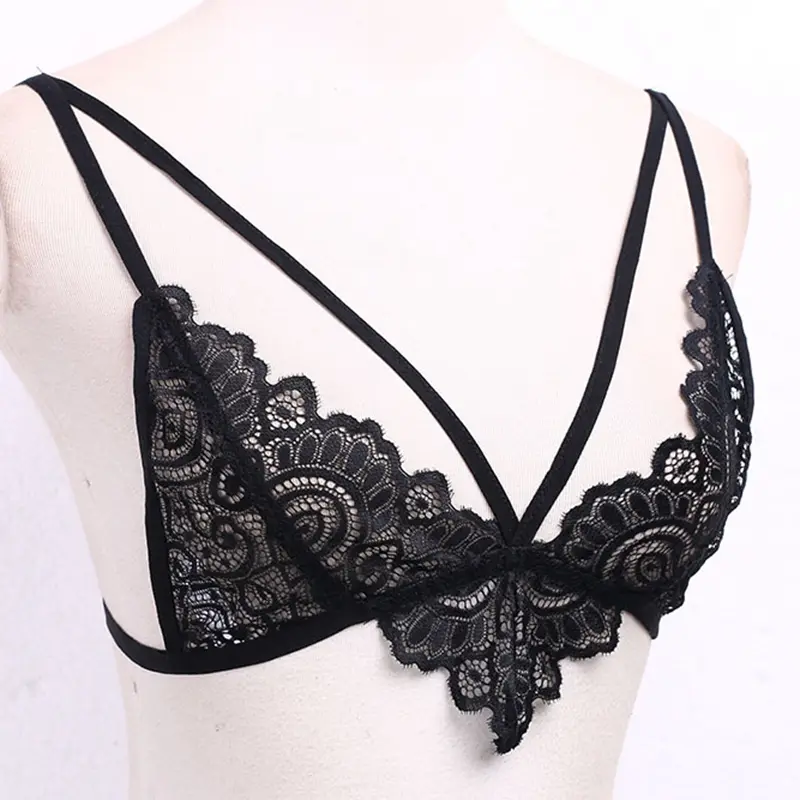 Women Bra/2PCS Bikini Set Lace Sling Buckle Bralette Sling Bra Low Cut Panty Top Lingerie