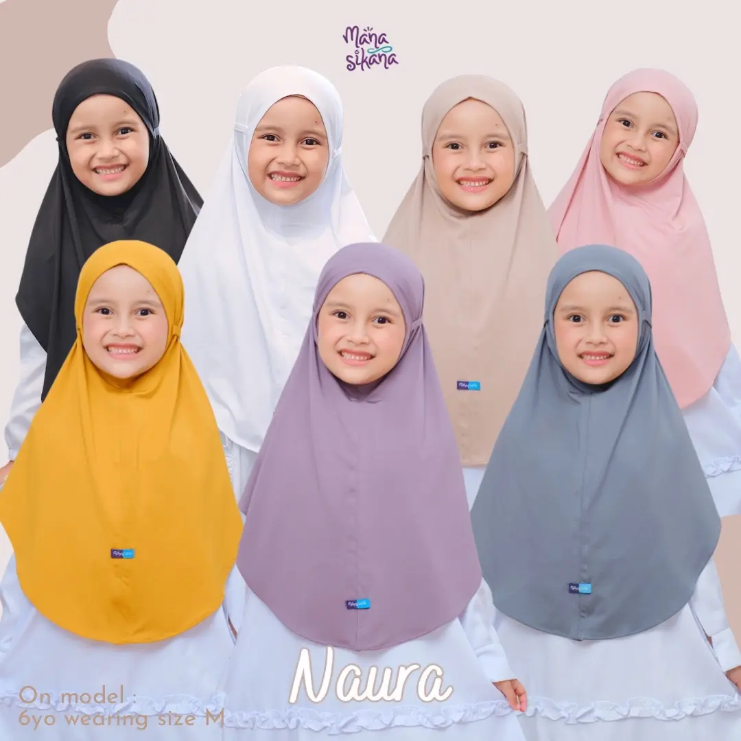 MANASIKANA Naura jilbab spandek bergo tali polos anak Muslim Kerudung Nyaman