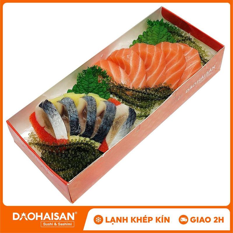 [HCM - Giao 2H] Combo Sashimi 2A: Cá Hồi, Cá Trích Ép Trứng - Đảo Hải Sản
