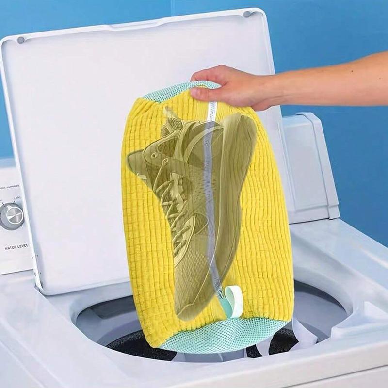 Shoe Wash Bag, 1/2/4pcs Household Reusable Durable Mesh Wash Bag with Zipper and Strap, Anti-distortion Machine Wash Shoe Pouch for Home Daily Use 0
