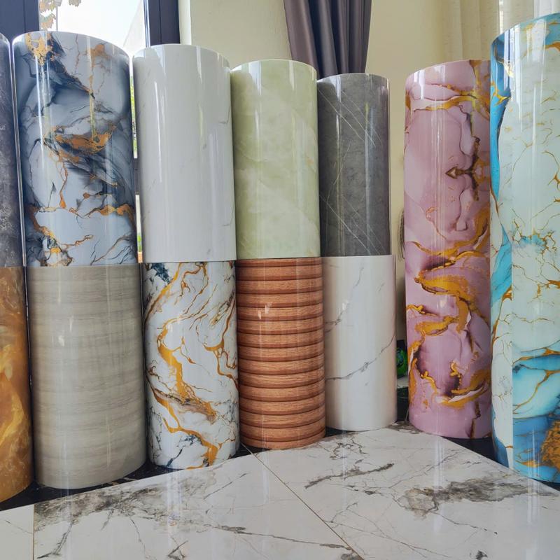 Combo 5 cuộn xốp dán tường THP vân đá phủ pvc khổ lớn 3 mét , rộng 60 cm sẵn keo tráng nhôm