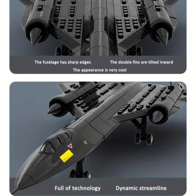 Air Force Blackbird Reconnaissance Airplane Building Block Model, Fighter Assembling Toy, Building Block Model for Kids & Adults 5