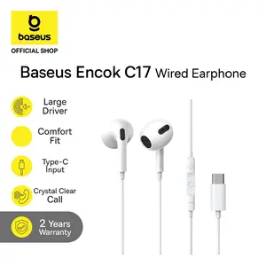 Baseus Headset Kabel Encok Type-C Lateral In-ear Wired Earphone C17 White