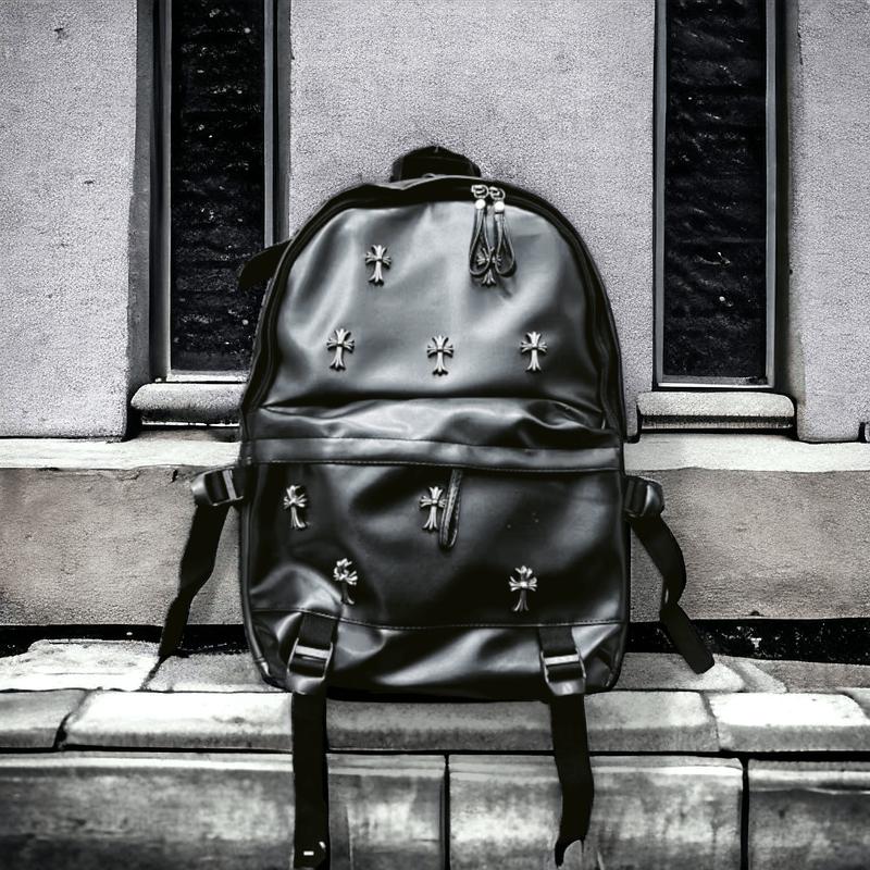 Balo đi học đính đá Chữ Thập Ngôi Sao cho nam nữ quai To có ngăn bí mật size 42 vừa A4 Laptop Backpack Đeo Vai Bag Da Túi