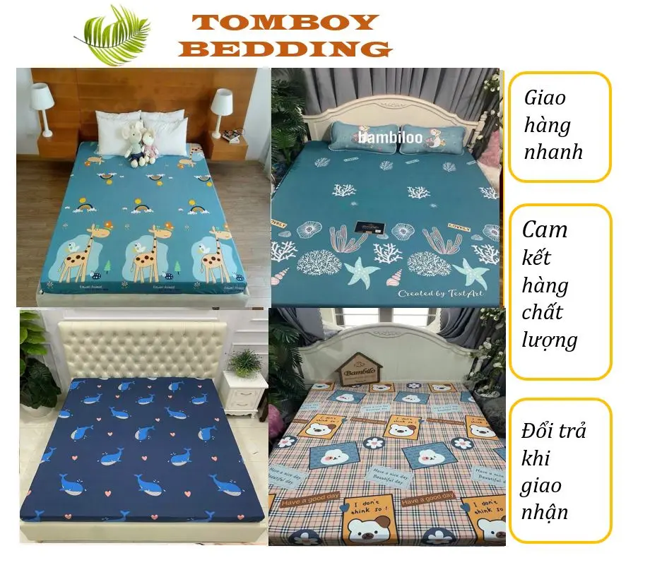 Ga chống thấm cotton TOMBOY BEDDING dùng cho gia đình có em bé, người già, chống thấm bảo vệ đệm