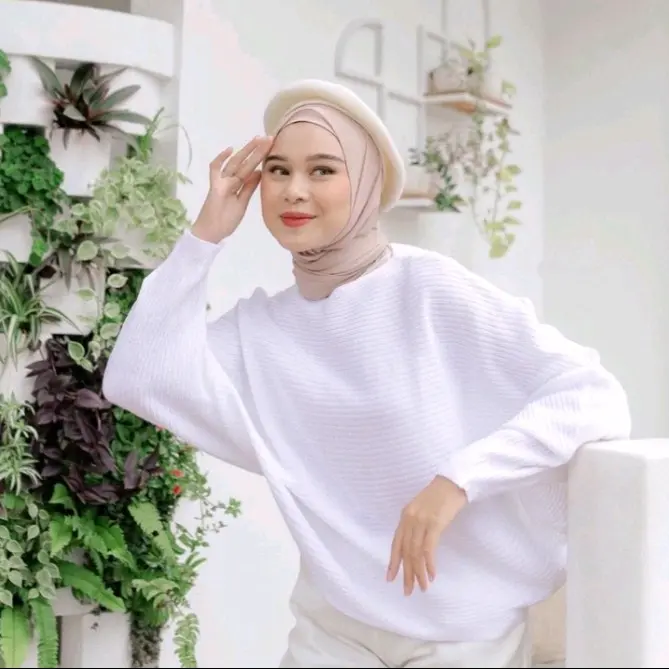 lasperal bluss Batwing real rajut berkualitas jumbo all size fit L Crew Neck 2