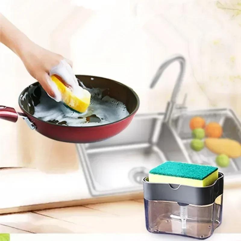 380ml Kitchen Sponge Dispenser Automatic Soap Dispenser Bottle for Detergent Liquid Dish Soap Dispenser Manual Soap Pump 4