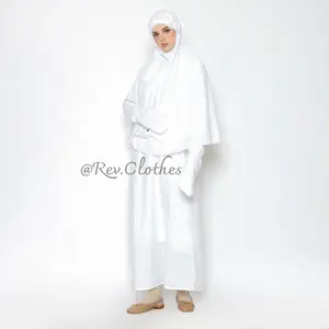 Gamis ihram wanita lengkap baju haji umroh wanita full bordir Muslim Putih