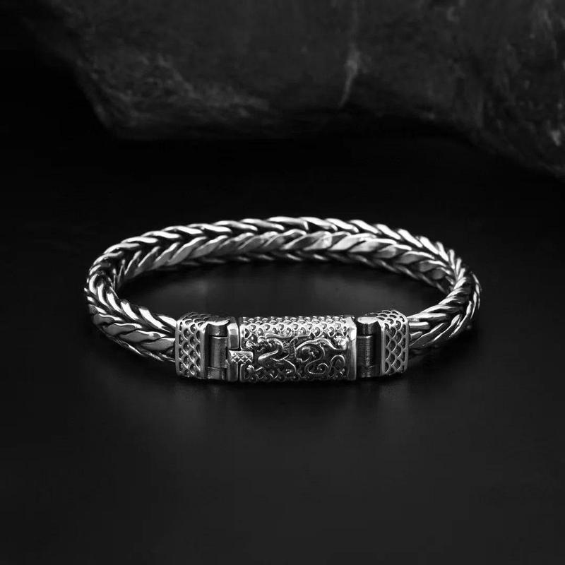 New  Chinese Style Dragon Pattern Bracelet Trendy Men's Dragon Bone Personalized Hand-woven Zodiac Dragon Chain Fashion Jewelry 0