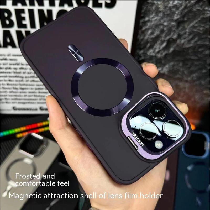  Ốp Điện Thoại iPhone Ống Kính Nhám Giá Đỡ Vô Hình Áp Dụng Cho iPhone 17Air 16 15 14 13 12 Hút Từ Tính Mới Ốp Bảo Vệ 14 Thiết Kế Cao Cấp 