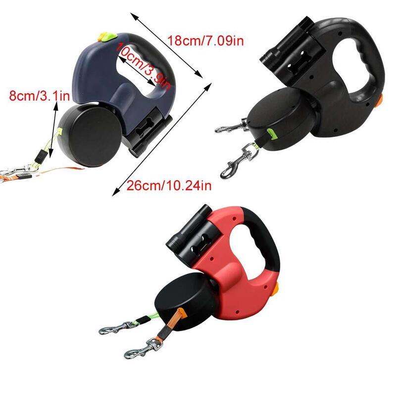 Product Introduction of Small Dog Dual Retractable Heads And LED With Led Pet Leash Lights Leads EASY 15