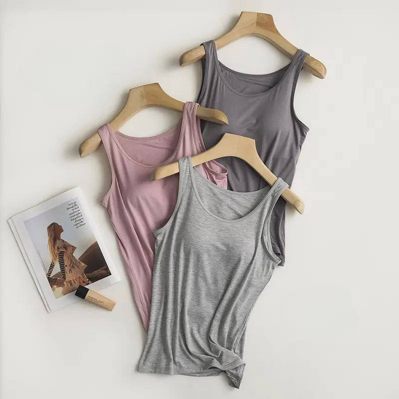 M-3XL Japan bra-top with chest pad camisoles modal tanks personalized design vest