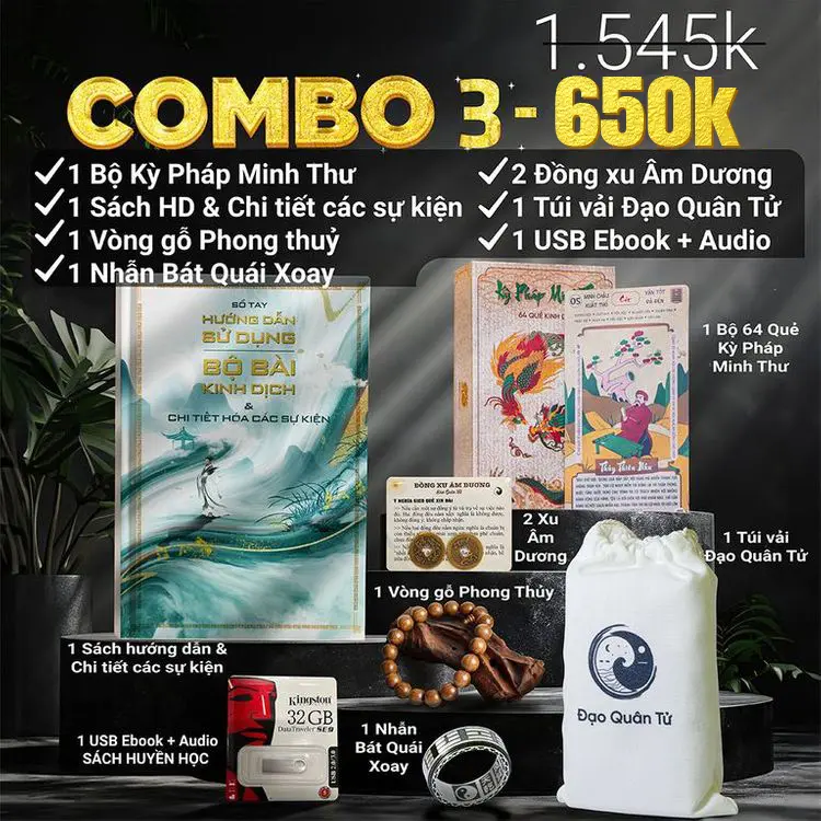 Bộ thẻ Kinh Dịch 64 Quẻ - Kỳ Pháp Minh Thư - News Combo Thẻ Bài Cards 8