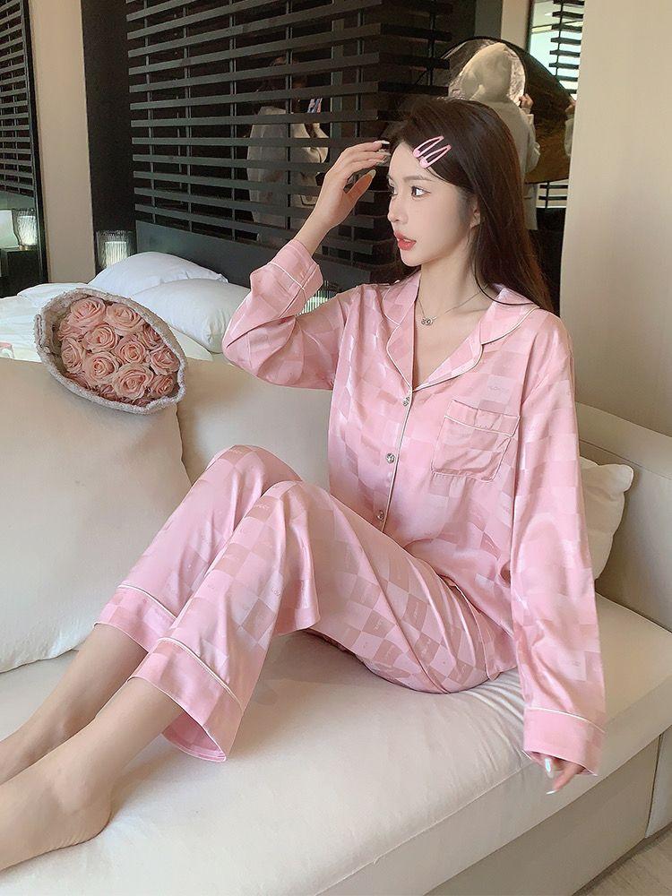 Product Introduction of Bộ Đồ Ngủ Ngọt Ngào Dành Cho Nữ, Hàng Mới Về Năm 2025, Được Làm Bằng Chất Liệu Lụa Lạnh Dài Tay Và Quần Dài, Bộ Đồ Mặc Ở Nhà Gợi Cảm, Thích Hợp Cho Mùa Xuân Và Mùa Thu, Lý Tưởng Cho Mùa Hè 6