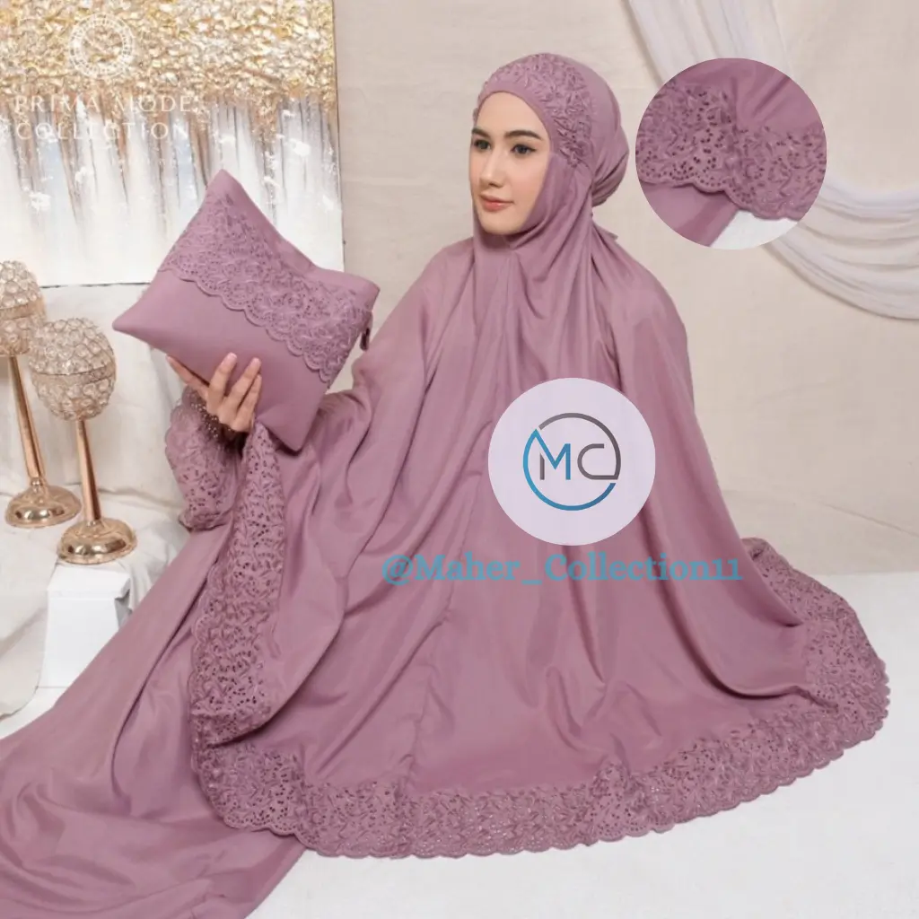 Mukena Siti Khadijah Dewasa Bordir Lembut Elegan Nyaman Free Tas