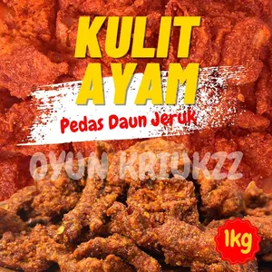 Kripik Kulit Ayam Crispy 1 kg KULIT AYAM KRISPY PEDAS DAUN JERUK 1 KILO Cemilan Goreng Food Snacks Keripik Kripik Kulit