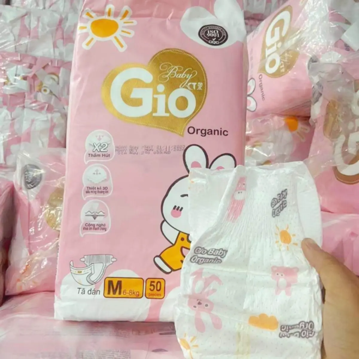 Bỉm DÁN BABYGIO Organic, 100 miếng, size 2-12kg, công nghệ Nhật Bản