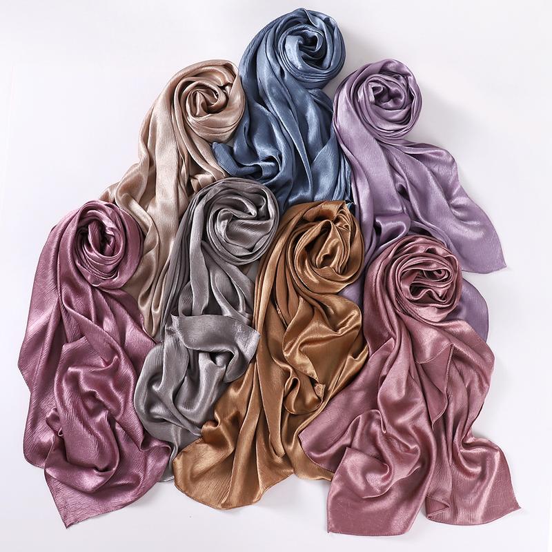 Product Introduction of Pashmina hijab Malaysia New Artificial Silk Silky Satin Scarf Women's Shawl Toe Cap Headscarf 5