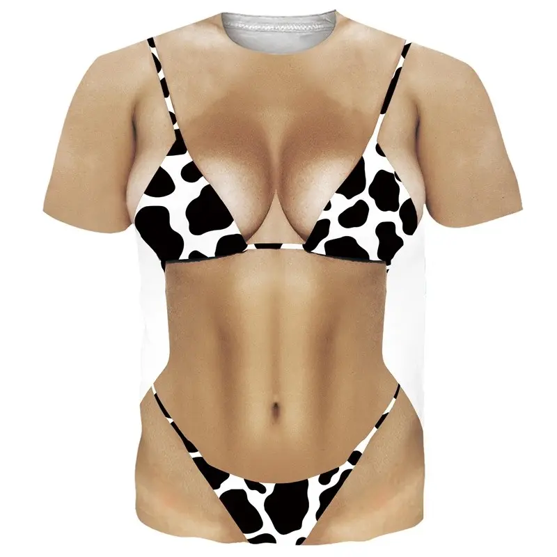 Áo Phông In 3D Bikini Nữ, Áo Phông Vui Nhộn Cho Nam Top , ngắn Tay, Áo Phông  Women Ngoại Cỡ In Hình Sáng Tạo Thường Ngày Áo Thun Crewneck, Hàng Mới Về Năm 2025
