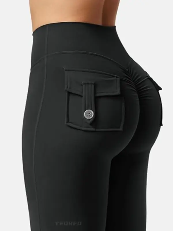 【Plus Size】 Solid Pocket Flare Leg Pants, Elegant Comfy Bell Bottom Trousers for Daily Outdoor Wear, Women's Bottoms for All Seasons 2