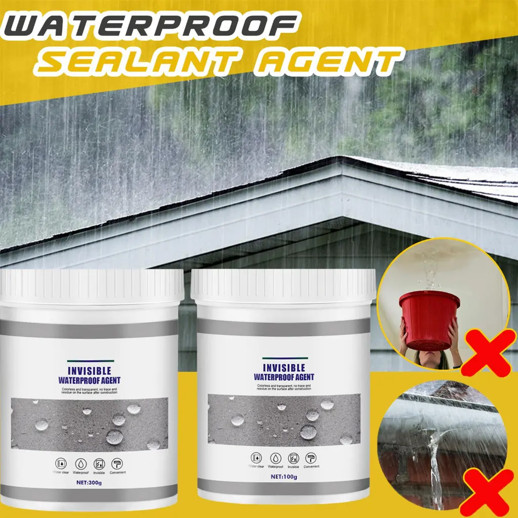 Waterproof Agent Super Strong Invisible Leak Repair Glue Anti-leaking Sealant Spray with Brush Coating for Roof and Exterior Wall